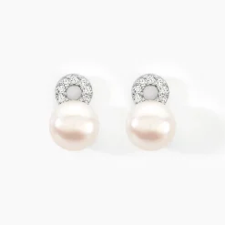 Boucles D'oreilles Pendantes Lilio Argent Perle De Culture Et Oxyde