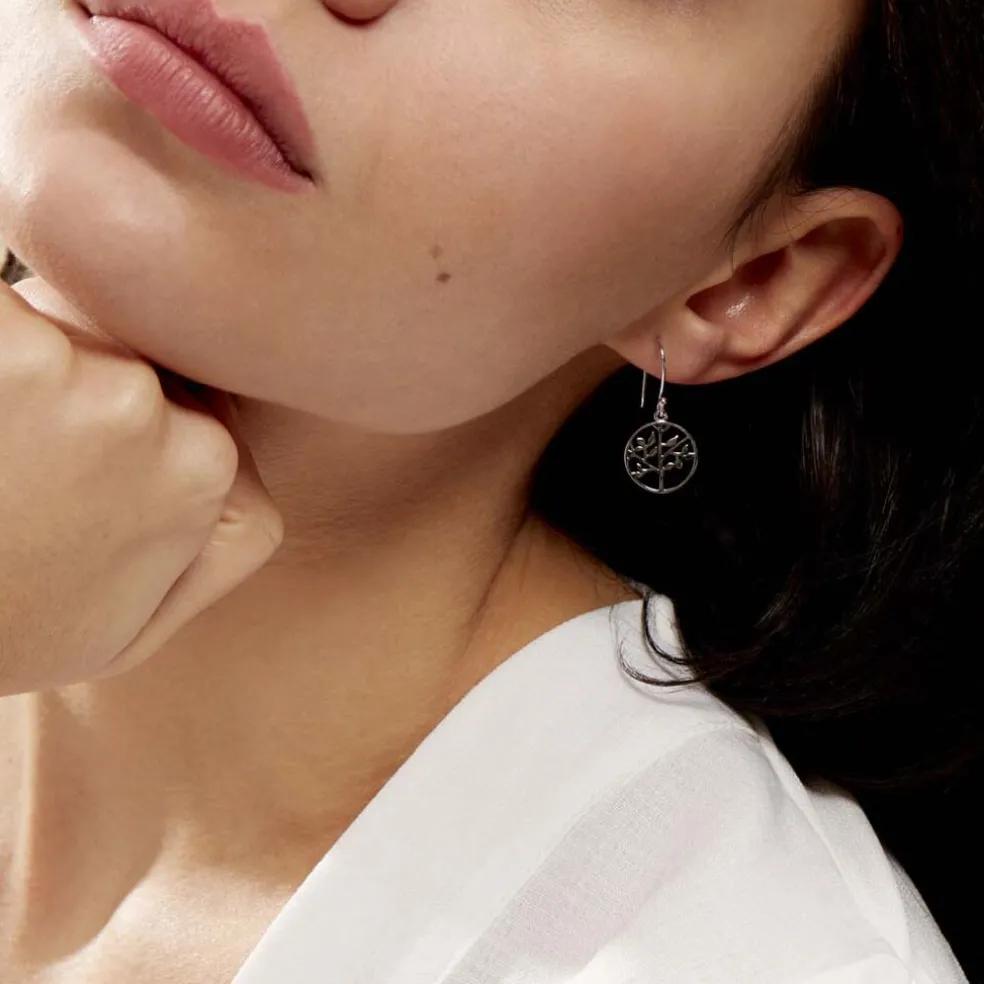 Boucles D'oreilles Pendantes Mely Argent Blanc