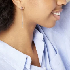 Boucles D'oreilles Pendantes Yuzu Argent Blanc