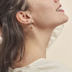 Boucles D'oreilles Pendantes Argent Blanc Ferima Ambre