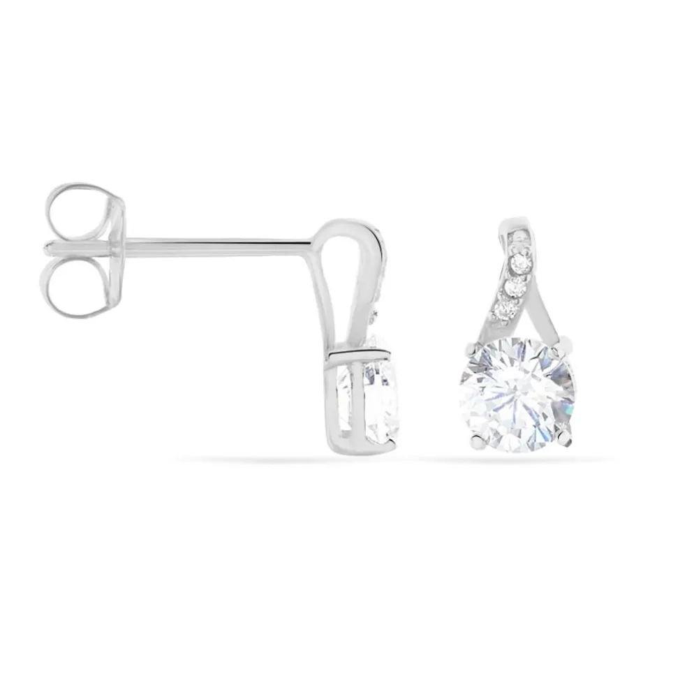 Boucles D'oreilles Pendantes Idylla Argent Blanc Oxyde De Zirconium