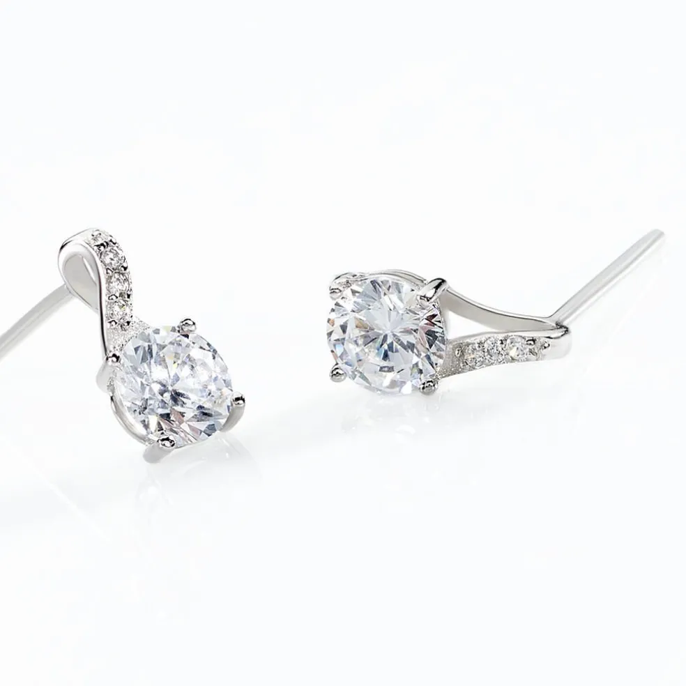 Boucles D'oreilles Pendantes Idylla Argent Blanc Oxyde De Zirconium