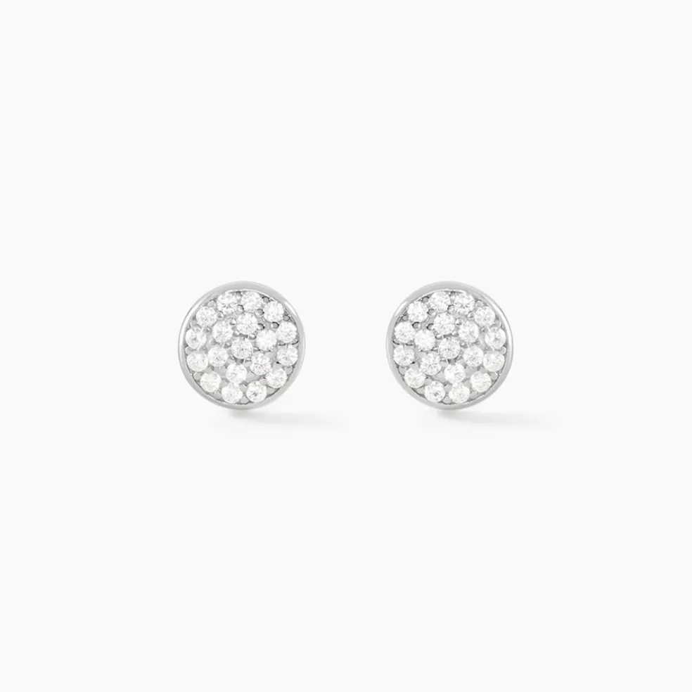 Boucles D'oreilles Puces Argent Blanc Victorin Oxydes De Zirconium
