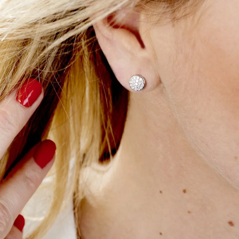 Boucles D'oreilles Puces Argent Blanc Victorin Oxydes De Zirconium