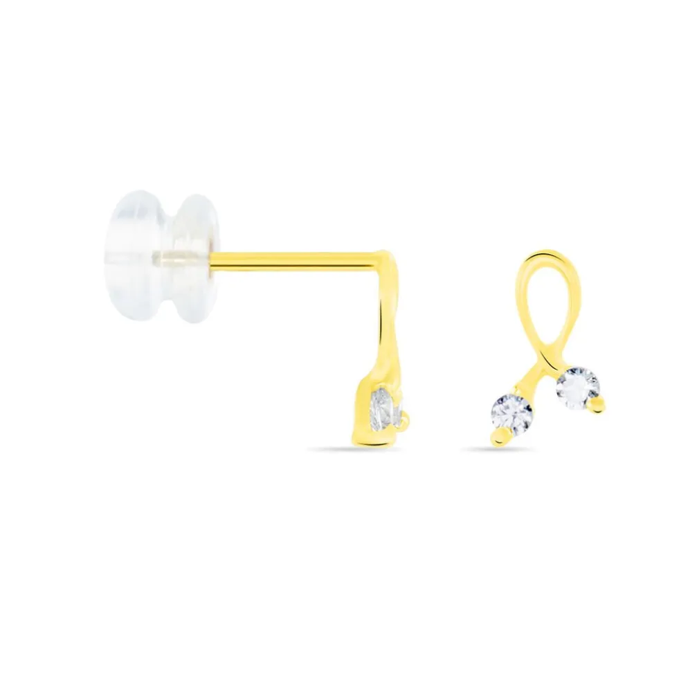 Boucles D'oreilles Puces Alvina Ruban Or Jaune Oxyde De Zirconium