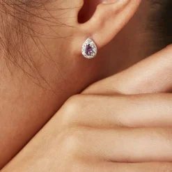 Boucles D'oreilles Puces Argent Blanc Tania Oxydes De Zirconium