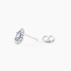 Boucles D'oreilles Puces Argent Blanc Tania Oxydes De Zirconium