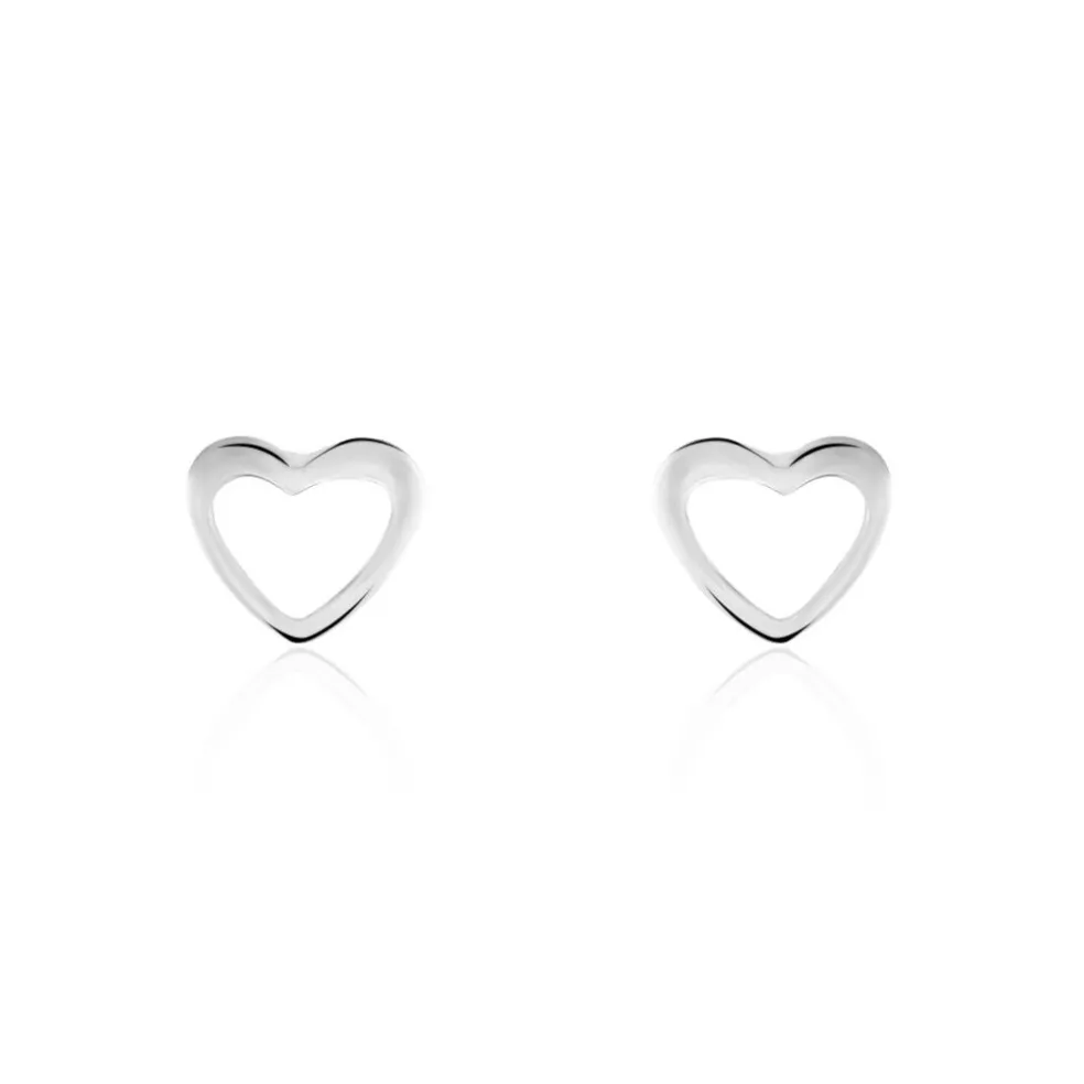 Boucles D'oreilles Puces Anne-maudae Coeurs Or Blanc