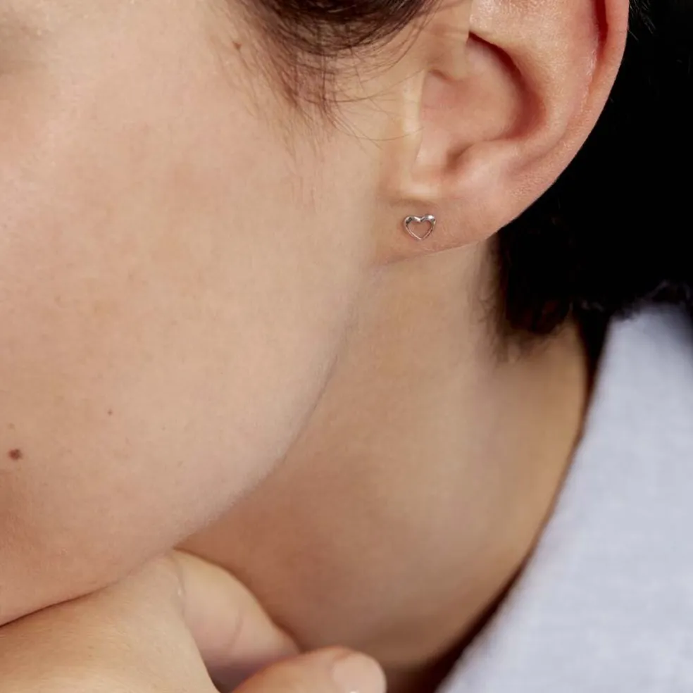 Boucles D'oreilles Puces Anne-maudae Coeurs Or Blanc