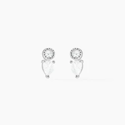 Boucles D'oreilles Puces Argent Blanc Delya Oxyde De Zirconium