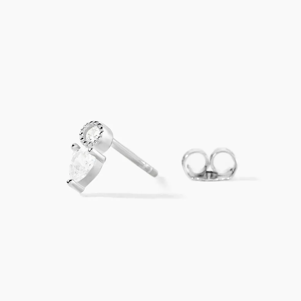 Boucles D'oreilles Puces Argent Blanc Delya Oxyde De Zirconium