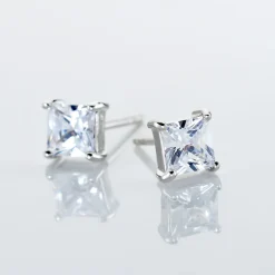 Boucles D'oreilles Puces Argent Blanc Alys Oxyde De Zirconium