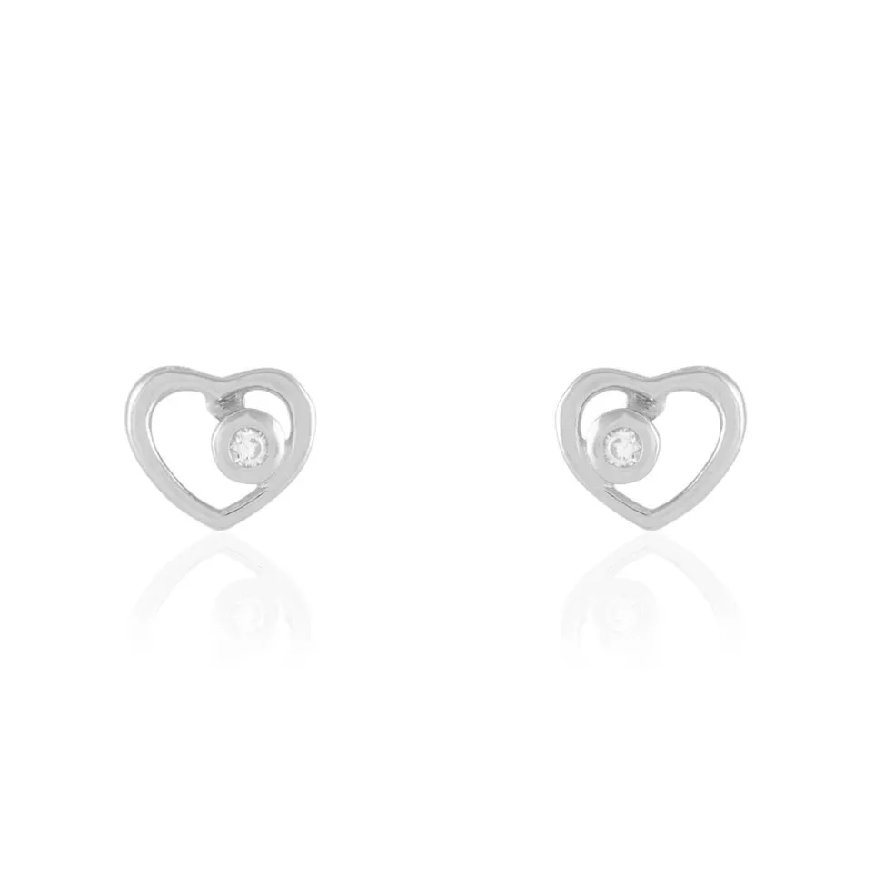 Boucles D'oreilles Puces Ashley Argent Blanc Oxyde De Zirconium