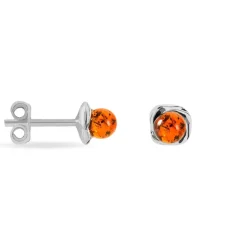 Boucles D'oreilles Puces Argent Blanc Joude Ambre