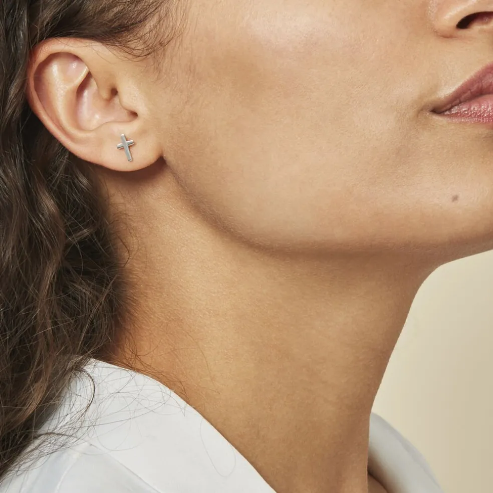 Boucles D'oreilles Puces Ashana Argent Blanc