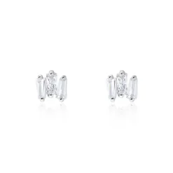 Boucles D'oreilles Puces Adria Argent Blanc Oxyde De Zirconium
