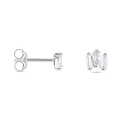 Boucles D'oreilles Puces Adria Argent Blanc Oxyde De Zirconium