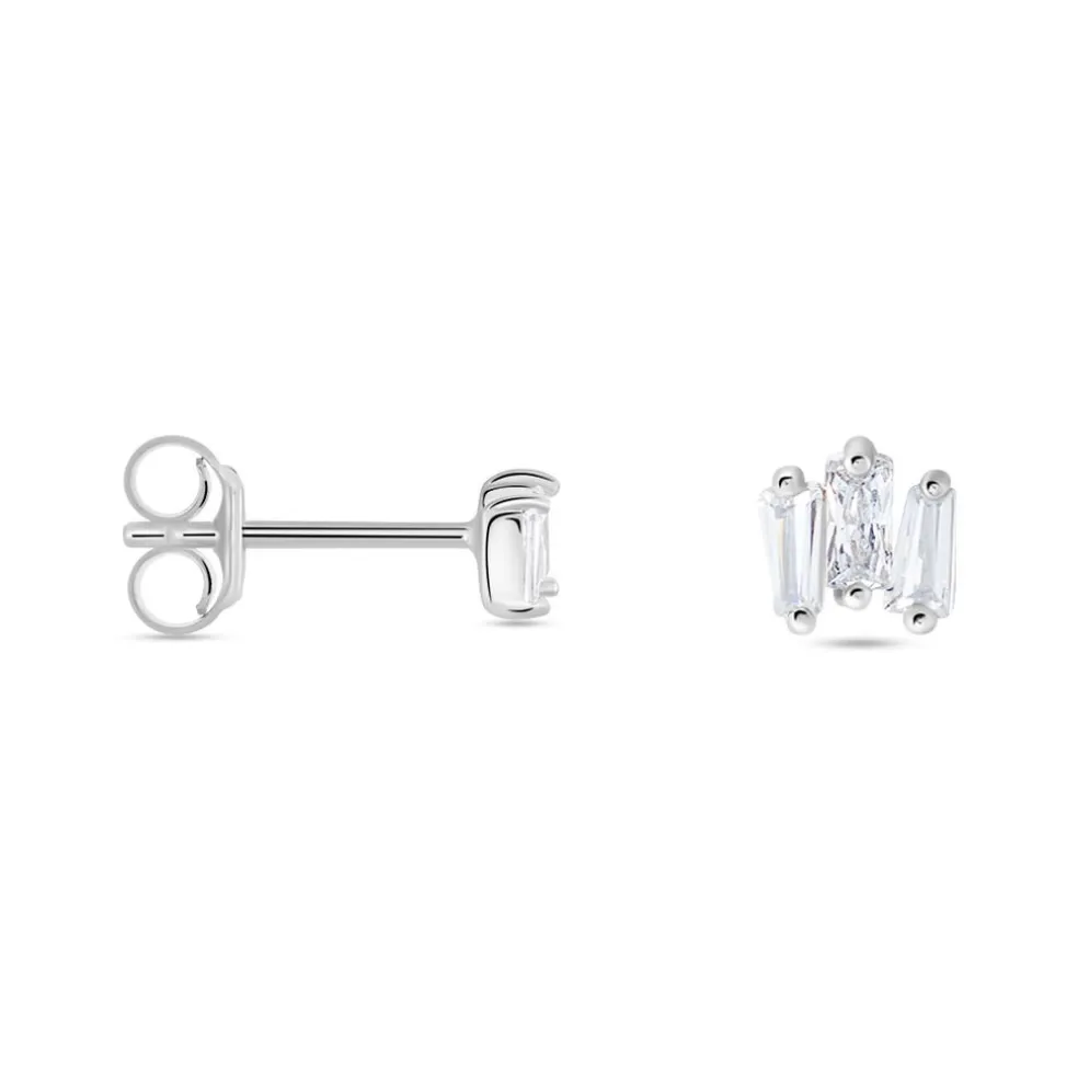Boucles D'oreilles Puces Adria Argent Blanc Oxyde De Zirconium