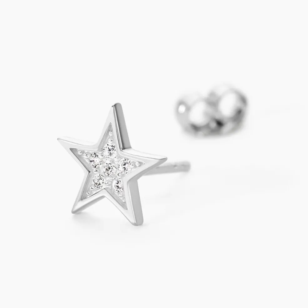 Boucles D'oreilles Puces Argent Blanc Katou Oxydes De Zirconium