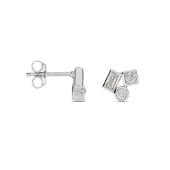 Boucles D'oreilles Puces Argent Duredle Oxydes De Zirconium