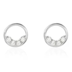Boucles D'oreilles Puces Argent Blanc Vivence Oxydes De Zirconium