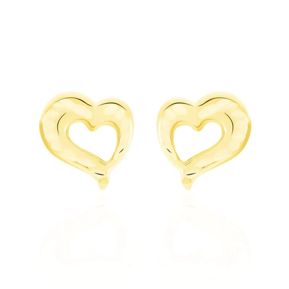 Boucles D'oreilles Puces Anne-maudae Coeurs Or Jaune