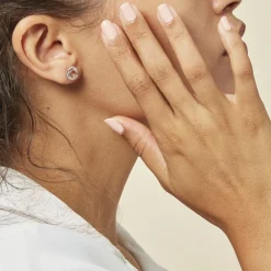 Boucles D'oreilles Puces Annea Argent Blanc Oxyde De Zirconium