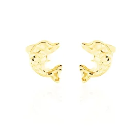 Boucles D'oreilles Puces Arisaema Dauphin Or Jaune