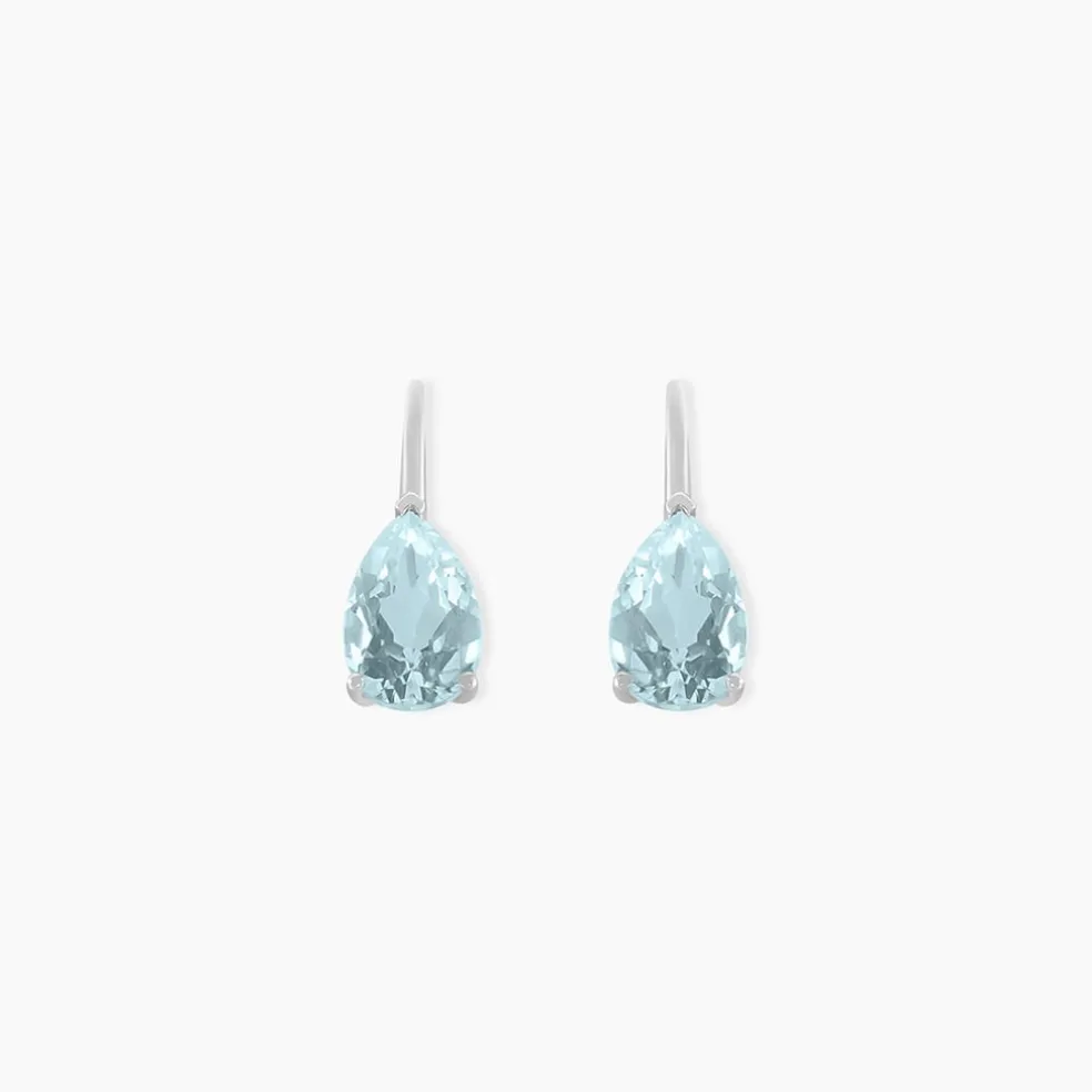 Boucles D'oreilles Puces Anesa Or Blanc Topaze