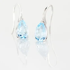 Boucles D'oreilles Puces Anesa Or Blanc Topaze