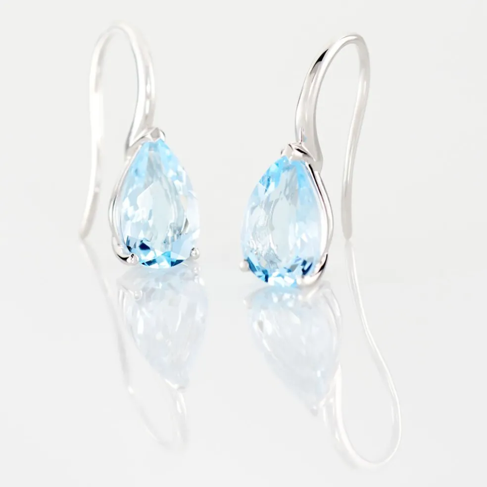 Boucles D'oreilles Puces Anesa Or Blanc Topaze