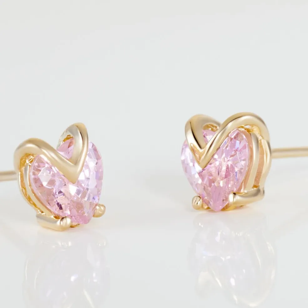 Boucles D'oreilles Puces Abelinia Plaqué Or Jaune Oxyde De Zirconium