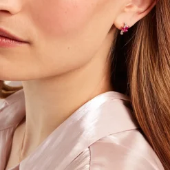 Boucles D'oreilles Puces Angie Or Jaune Rubis Diamant