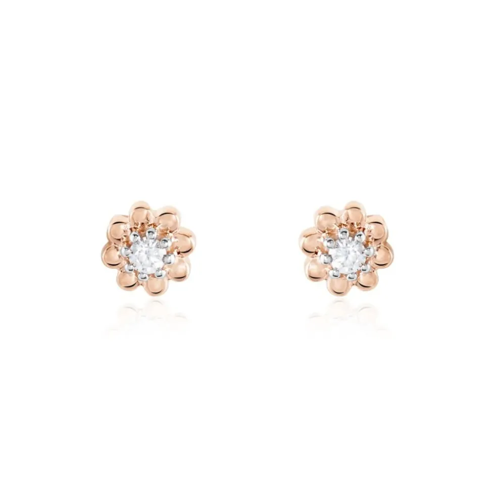 Boucles D'oreilles Puces Argent Rose Donella Oxyde De Zirconium