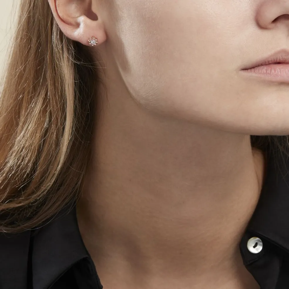 Boucles D'oreilles Puces Argent Rose Donella Oxyde De Zirconium