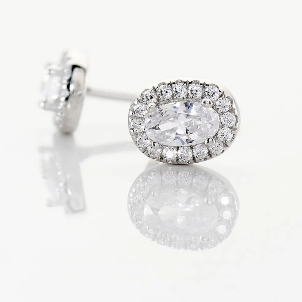 Boucles D'oreilles Puces Albertina Argent Blanc Oxyde De Zirconium