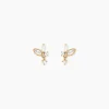 Boucles D'Oreilles Puces Aurena Plaque Or Jaune Oxyde De Zirconium
