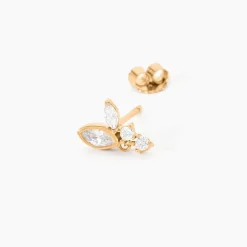 Boucles D'Oreilles Puces Aurena Plaque Or Jaune Oxyde De Zirconium