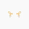 Boucles D'oreilles Puces Alvina Ruban Or Jaune Oxyde De Zirconium