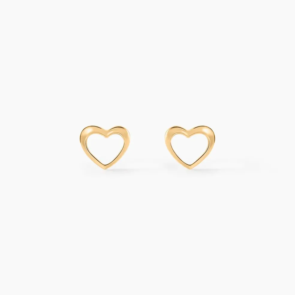 Boucles D'oreilles Puces Anne-maudae Coeurs Or Jaune