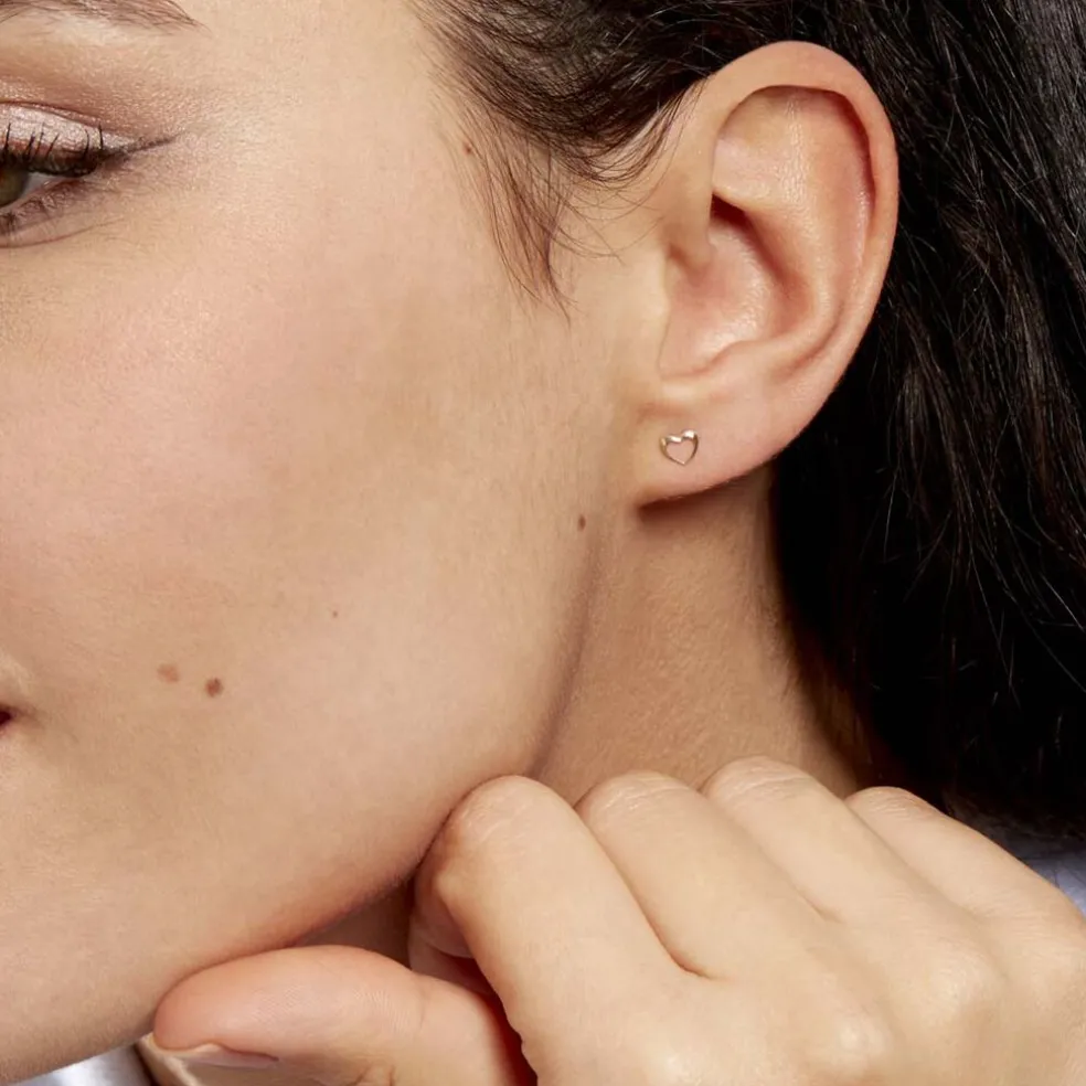 Boucles D'oreilles Puces Anne-maudae Coeurs Or Jaune