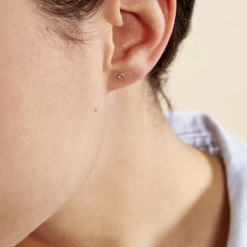 Boucles D'oreilles Puces Anne-maudae Coeurs Or Jaune