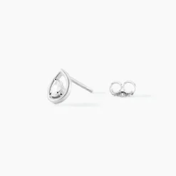 Boucles D'oreilles Puces Argent Blanc Temusio Oxydes De Zirconium