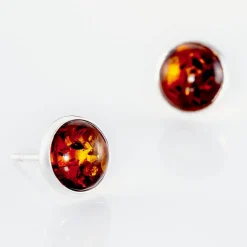 Boucles D'oreilles Puces Argent Blanc Acacia  Ambre