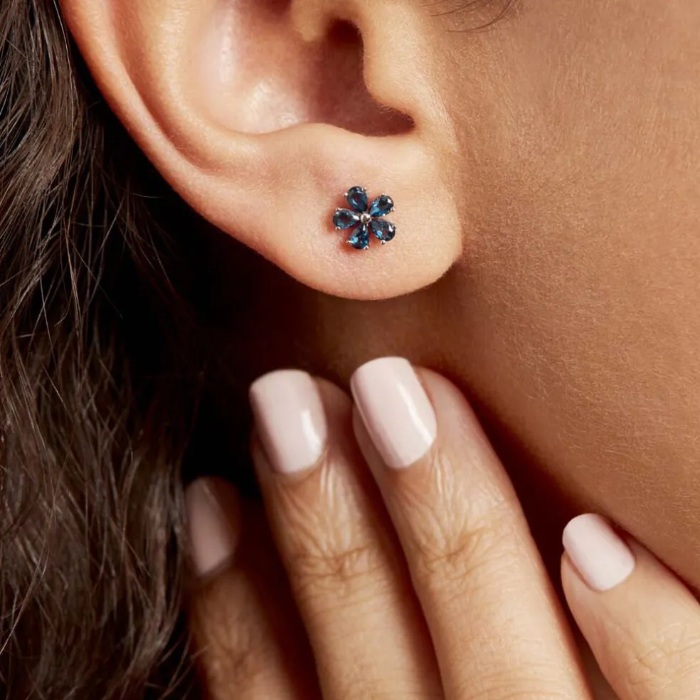 Boucles D'oreilles Puces Argent Blanc Laldilon Oxydes De Zirconium