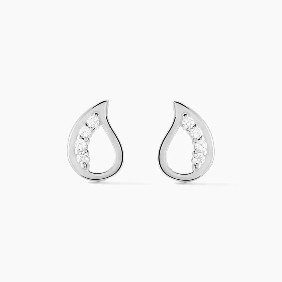 Boucles D'oreilles Puces Argent Blanc Sylvan Oxydes De Zirconium