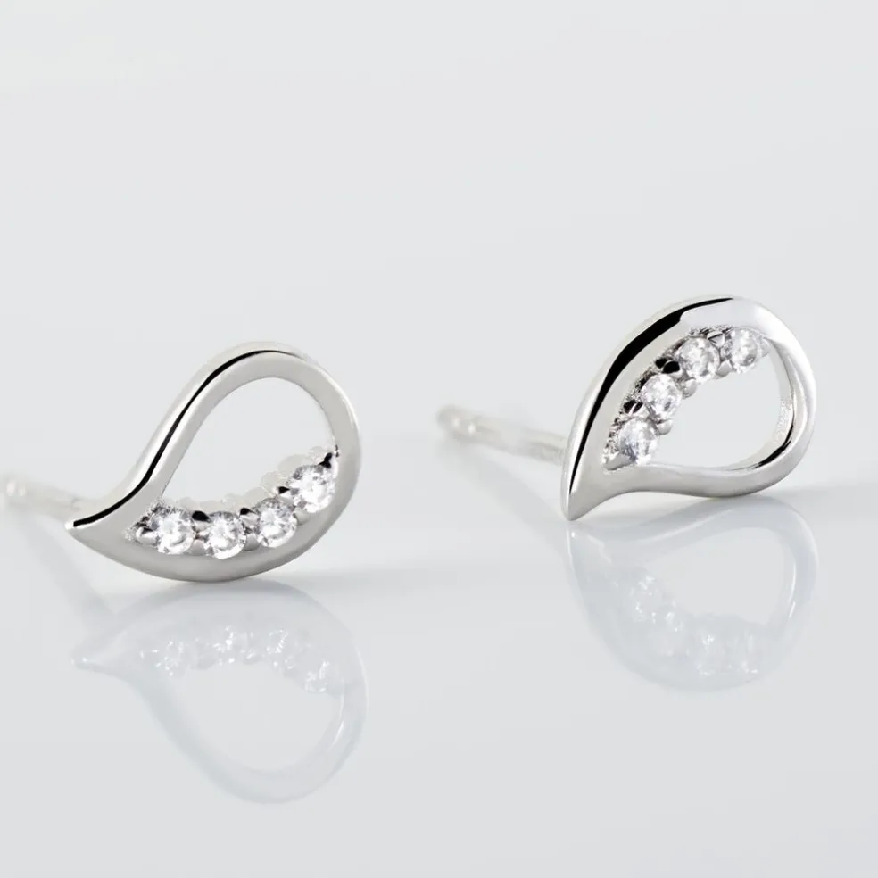 Boucles D'oreilles Puces Argent Blanc Sylvan Oxydes De Zirconium