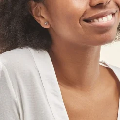 Boucles D'oreilles Puces Argent Blanc Sylvan Oxydes De Zirconium