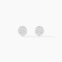 Boucles D'oreilles Puces Angeles Argent Blanc Oxyde De Zirconium