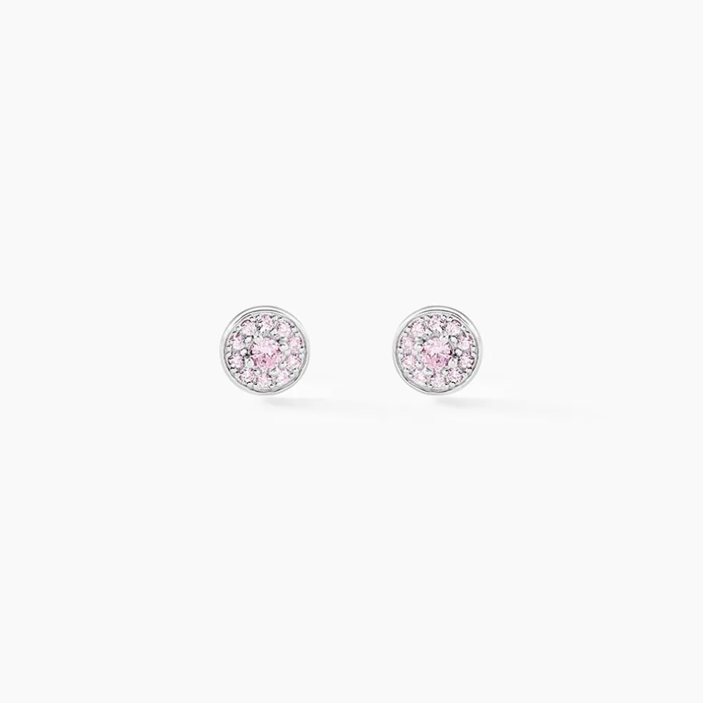 Boucles D'oreilles Puces Auxana Argent Blanc Oxyde De Zirconium